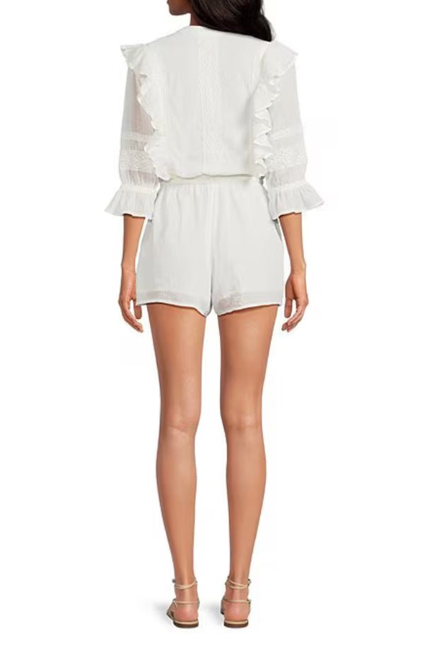 Elan Romper 3/4 Sleeve White - Fleur - De - Lis Boutique