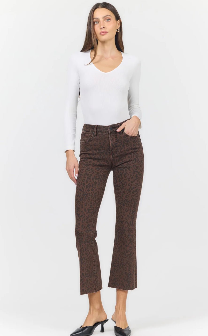 Dear John Jeanne Brown Leopard Denim - Fleur-De-Lis Boutique