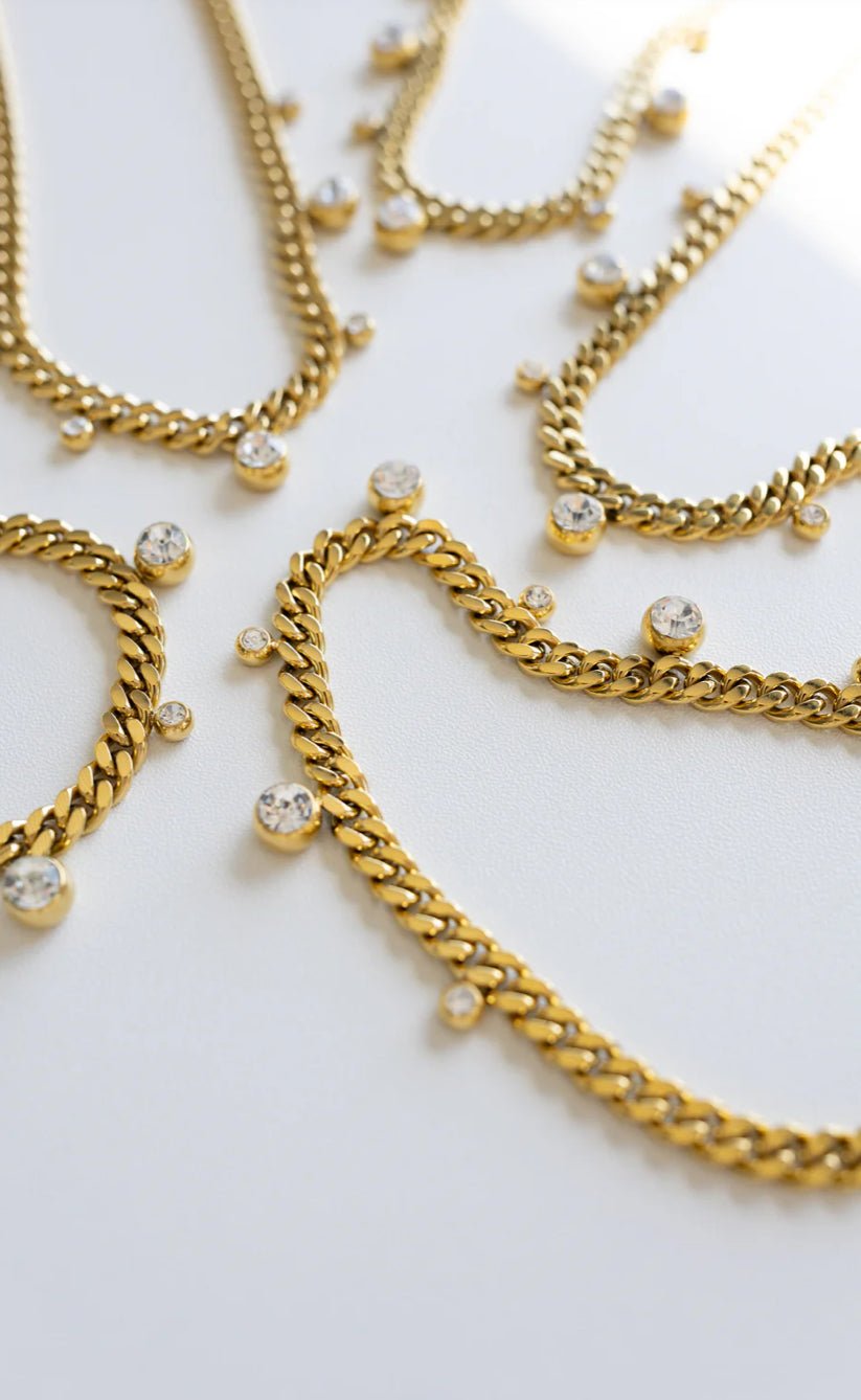 BELJOY Chloe Crystal Cuban Chain Necklace - Fleur-De-Lis Boutique