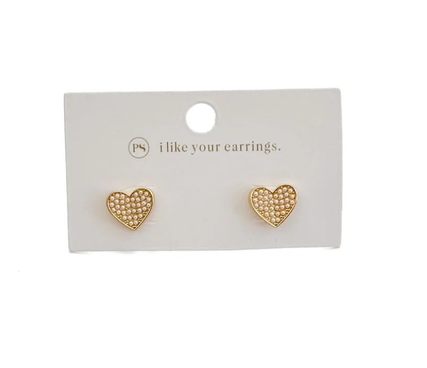 Pretty Simple Heart of Pearls Stud Earrings Waterproof - Fleur-De-Lis Boutique