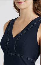 Moon River Tie Back Contrast Stitch Midi Dress - Fleur - De - Lis Boutique