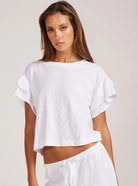 Bobi Los Angeles Double Ruffle Tee White - Fleur-De-Lis Boutique