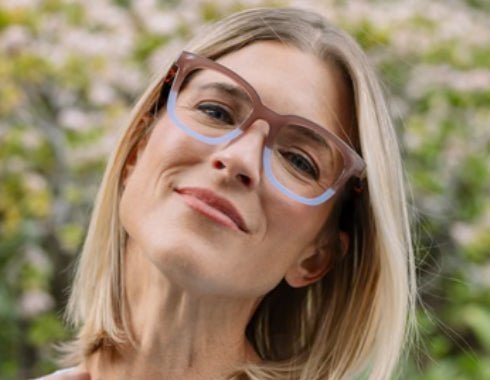 Peepers To The Max Mocha/Blue Readers - Fleur-De-Lis Boutique