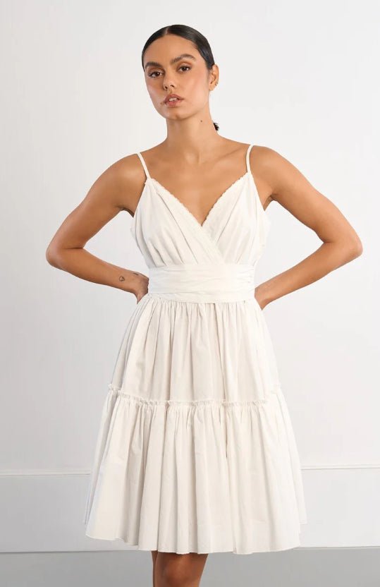 Molly Bracken White Woven Mini Tie Back Dress - Fleur - De - Lis Boutique