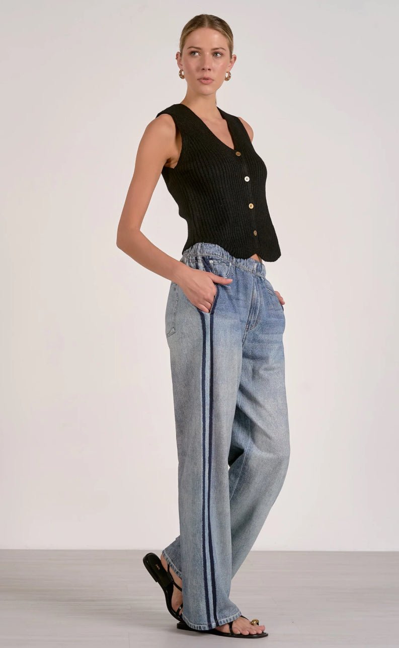 Elan Jojo Denim Track Sweatpants - Fleur-De-Lis Boutique