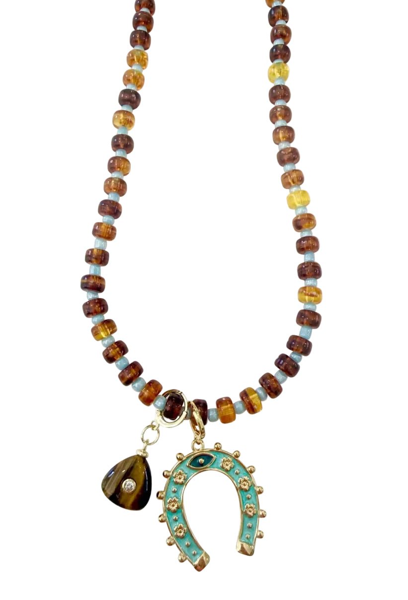 Gemelli Henri Beaded Charm Necklace - Fleur-De-Lis Boutique