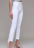 Hidden White Clean Step Hem Cropped Flare - Fleur - De - Lis Boutique