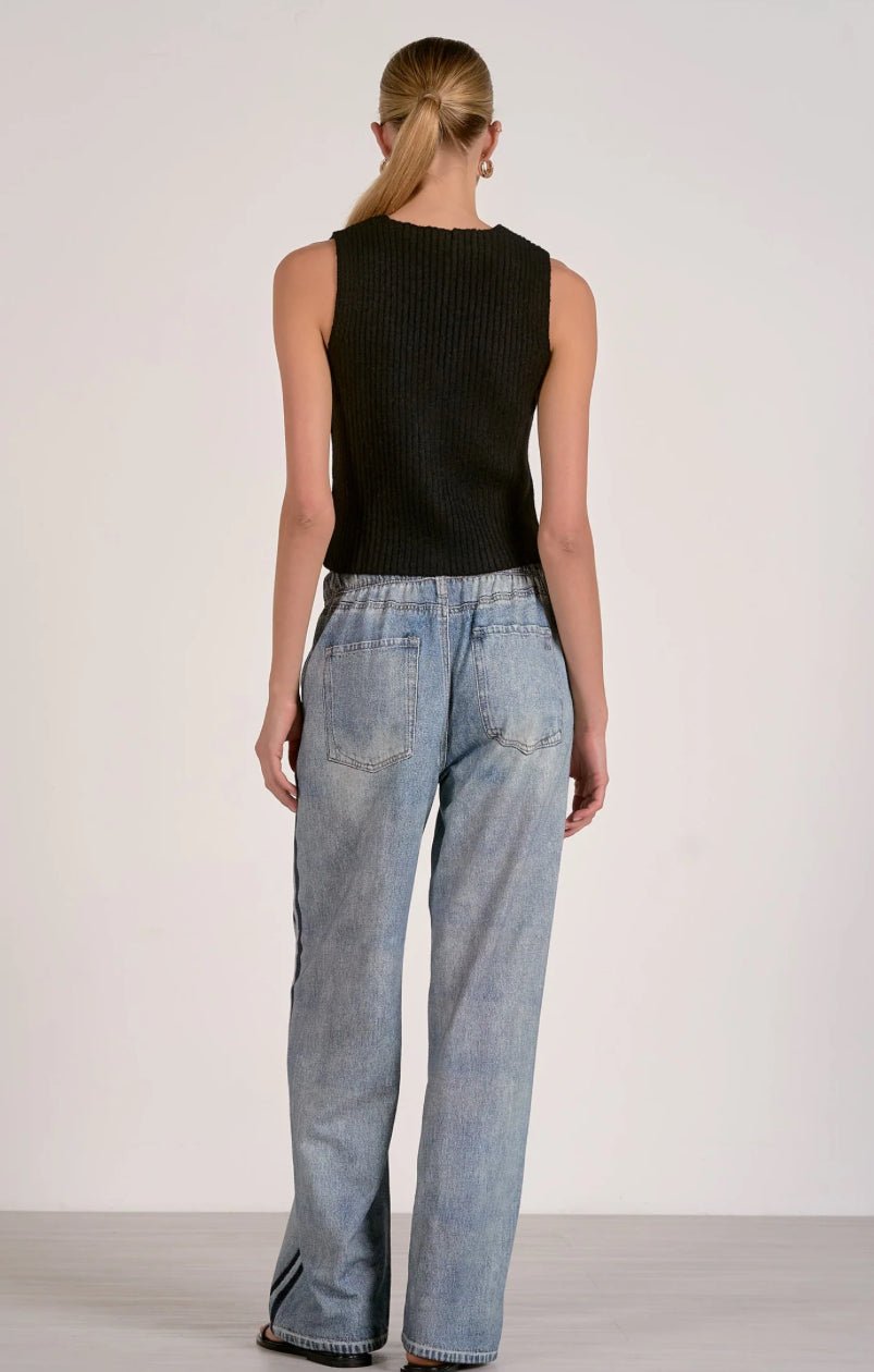 Elan Jojo Denim Track Sweatpants - Fleur-De-Lis Boutique