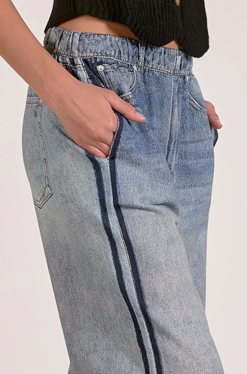 Elan Jojo Denim Track Sweatpants - Fleur-De-Lis Boutique