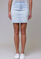 Hidden Light Wash Inseam Stretch Mini Skirt - Fleur - De - Lis Boutique
