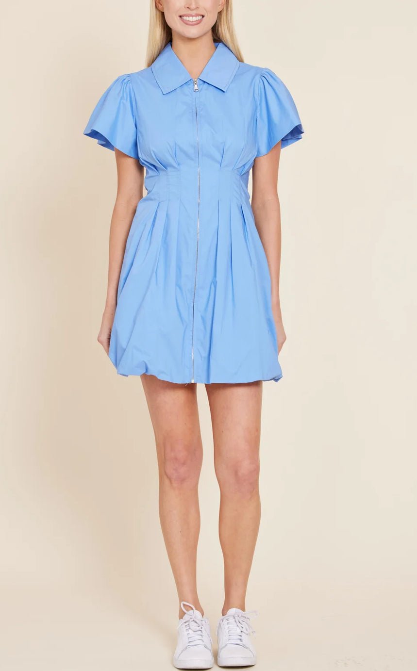 DOLCECABO Blue Poplin Zip Dress - Fleur - De - Lis Boutique