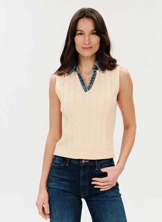 Six Fifty Monica Mixed Media Collar Vest - Fleur-De-Lis Boutique