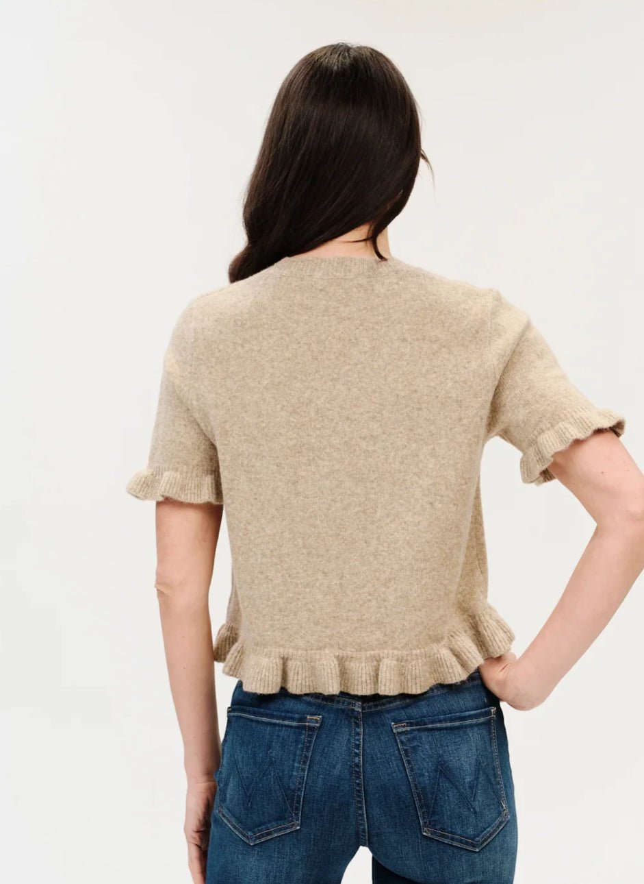 Cleo Ruffle Edge Sweater Latte - Fleur-De-Lis Boutique