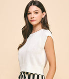 Pinch Cap Sleeve Knit Top Pure White - Fleur - De - Lis Boutique