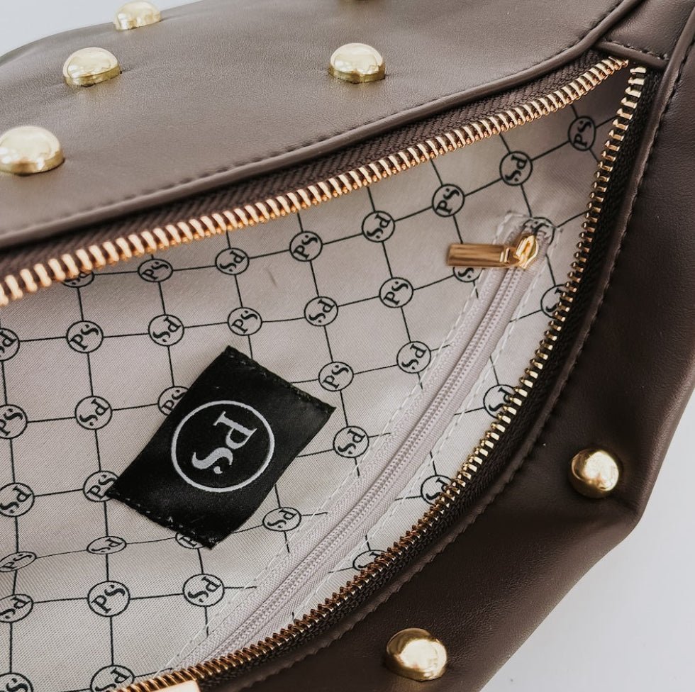 Pretty Simple Gold Studded Westlyn Bum Bag Camel - Fleur-De-Lis Boutique