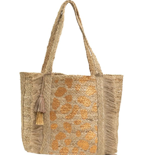 Metallic Leopard Straw Tote - Fleur - De - Lis Boutique