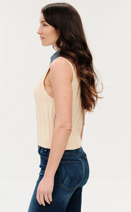 Six Fifty Monica Mixed Media Collar Vest - Fleur-De-Lis Boutique