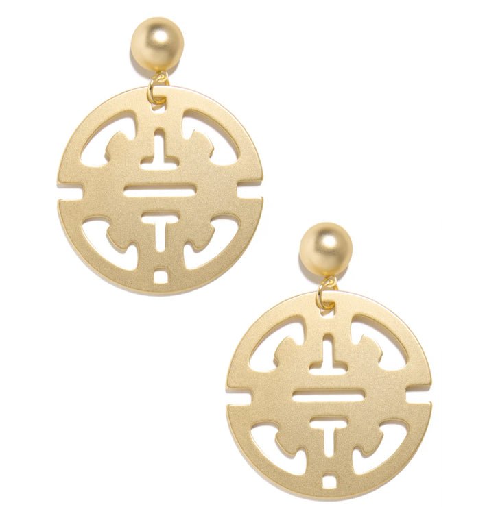 Zenzii Traveling Pendant Drop Earring Matte Gold - Fleur - De - Lis Boutique