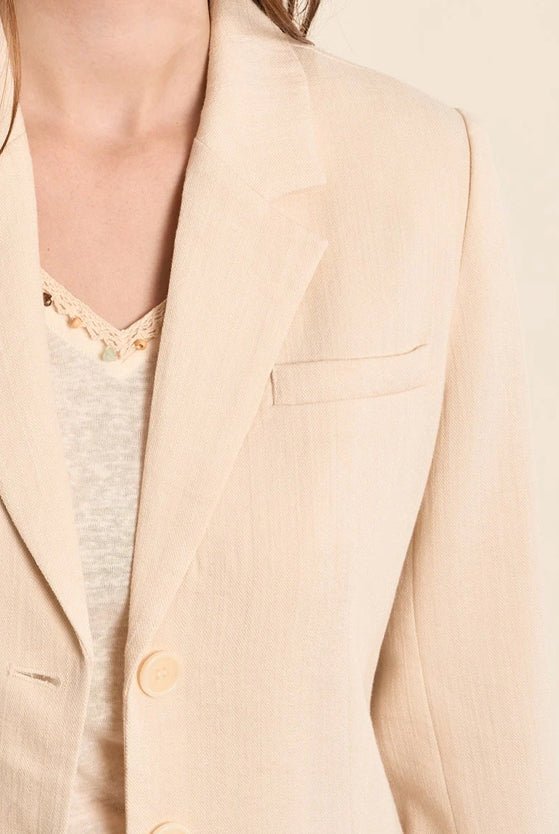 Molly Bracken Woven Blazer Off White - Fleur - De - Lis Boutique
