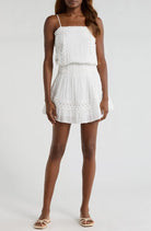 Elan Smocked Mini Dress White - Fleur - De - Lis Boutique