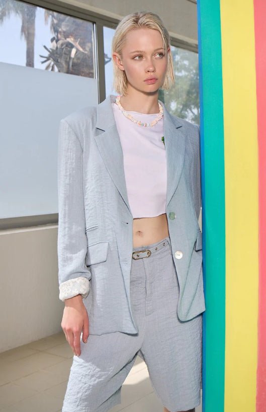 Molly Bracken Straight Blazer Light Blue - Fleur - De - Lis Boutique