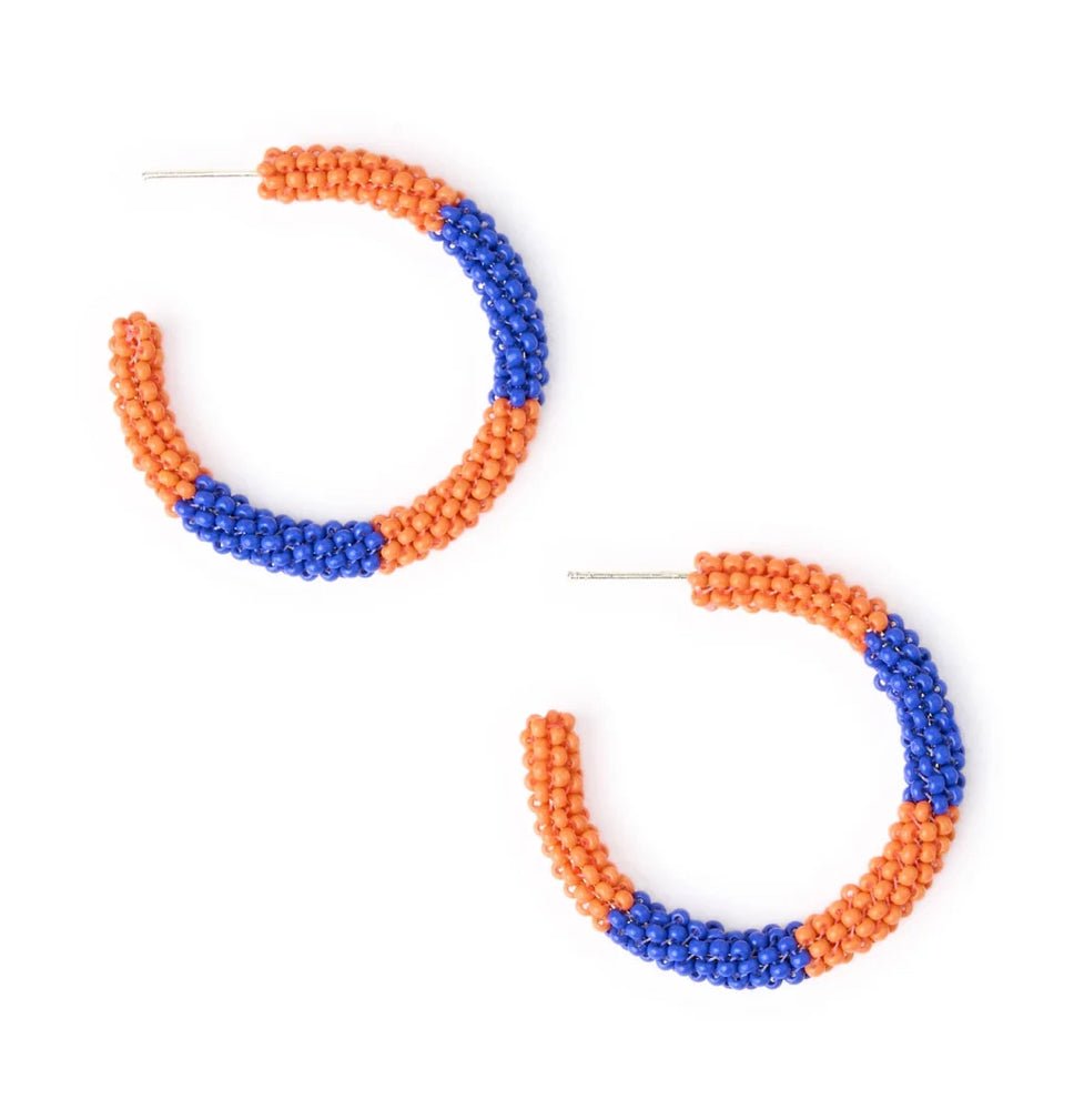 Ink + Alloy Game Day Beaded Hoops Blue Orange - Fleur-De-Lis Boutique