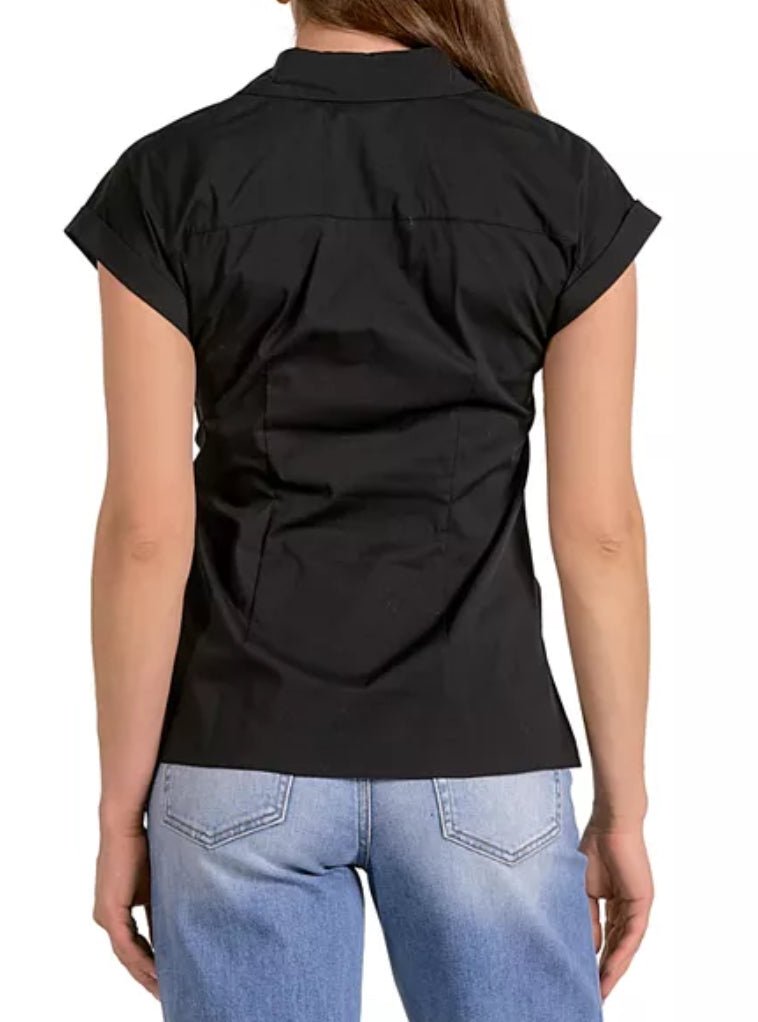 Elan Button Down Tie Waist Shirt - Fleur - De - Lis Boutique