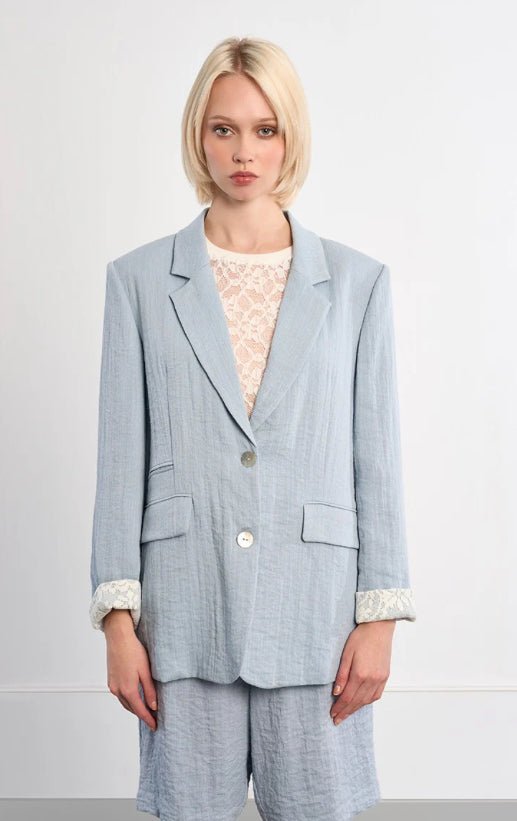 Molly Bracken Straight Blazer Light Blue - Fleur - De - Lis Boutique