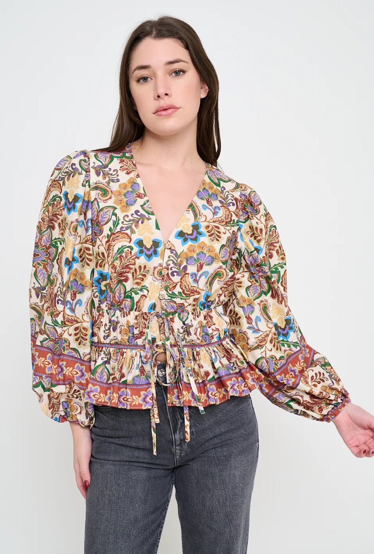 Meet Me In Santorini Regal Tapestry Top - Fleur - De - Lis Boutique