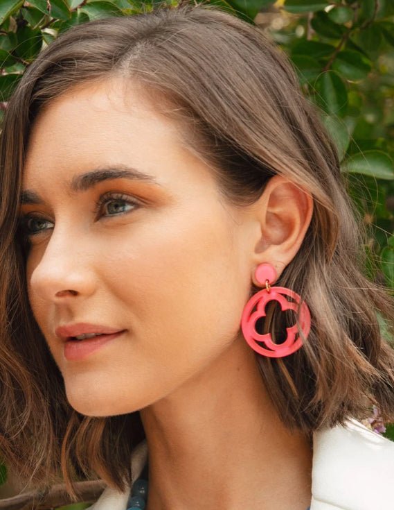 Zenzii Open Clover Drop Earrings Pink - Fleur - De - Lis Boutique