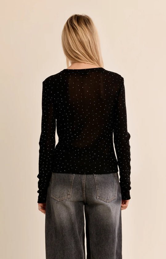 Molly Bracken Black Sheer Dot Top - Fleur-De-Lis Boutique