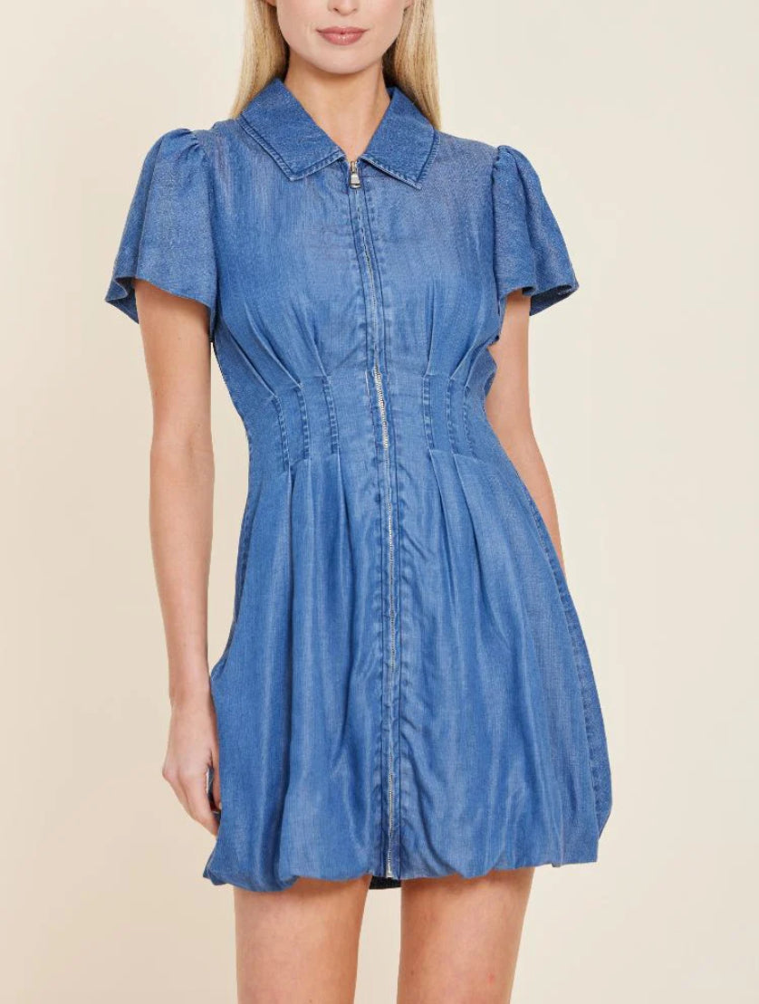 Denim Zip Bubble Dress