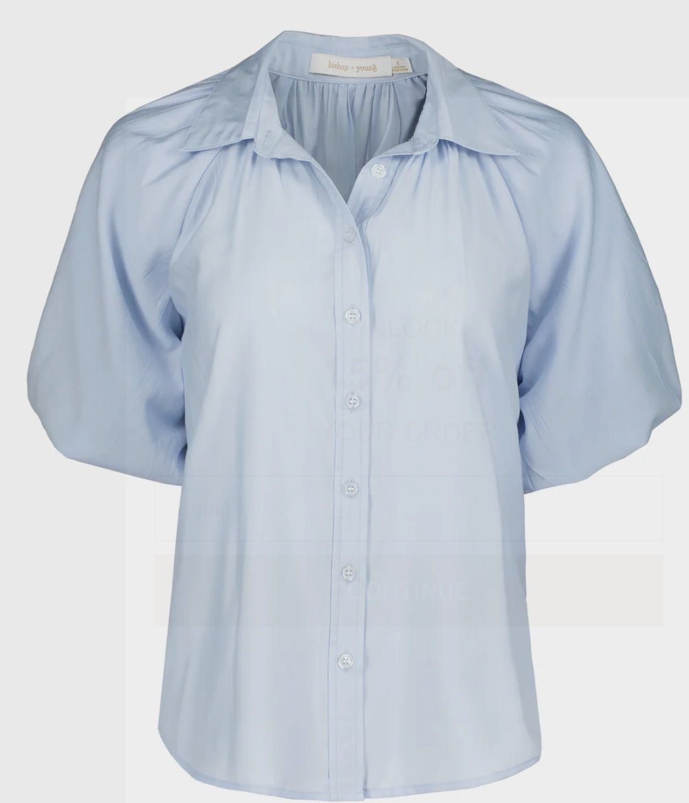 Bishop & Young Anise Bubble Sleeve Top Azure - Fleur - De - Lis Boutique