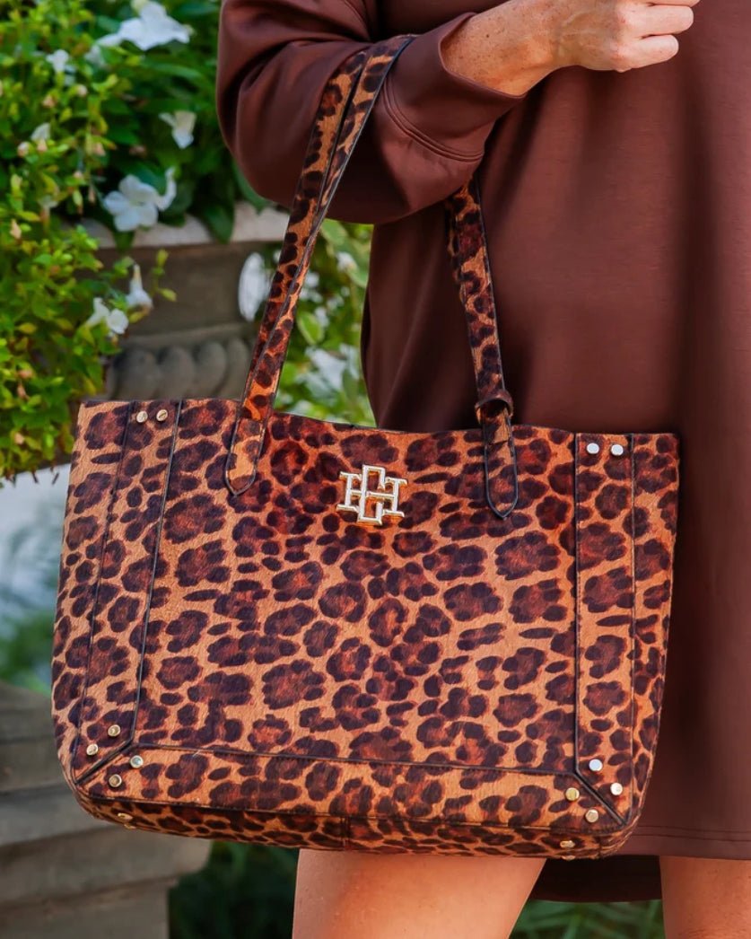 Caroline Hill Sophie Studded Tote Spotted Saddle - Fleur-De-Lis Boutique