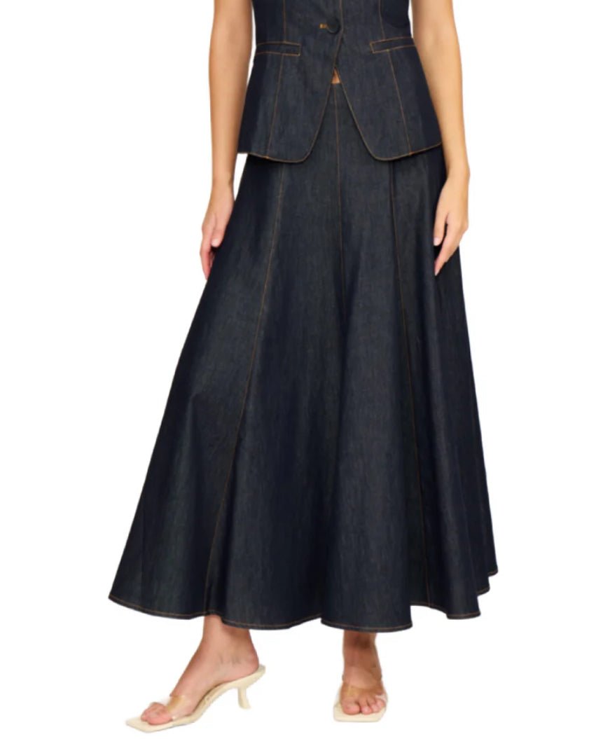 Lucy Paris Nova Circle Skirt Dark Wash Denim - Fleur-De-Lis Boutique