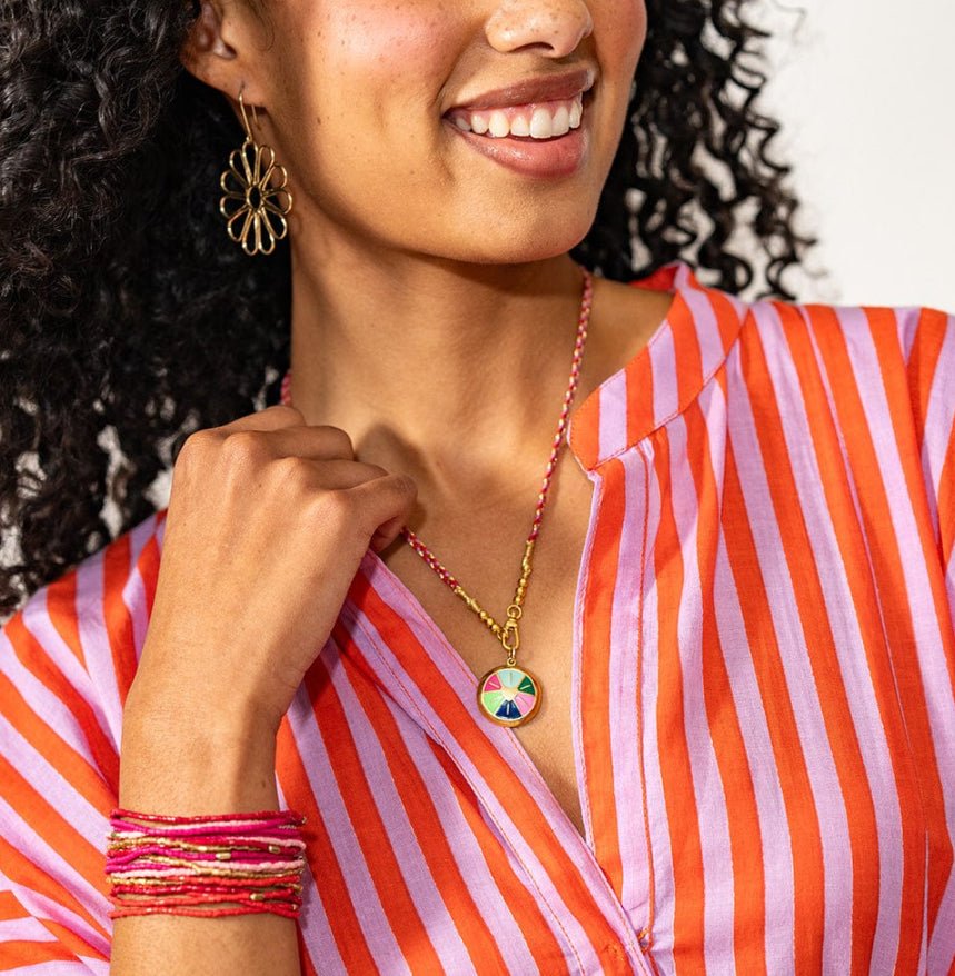 Ink + Alloy Maria Braided Necklace Red - Fleur - De - Lis Boutique