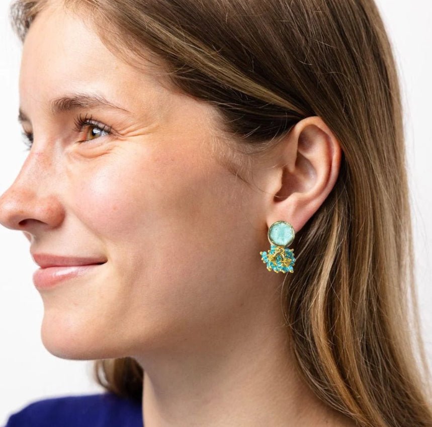 Ink + Alloy Kimberly Enamel Earrings Turquoise - Fleur - De - Lis Boutique