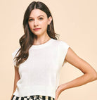 Pinch Cap Sleeve Knit Top Pure White - Fleur - De - Lis Boutique