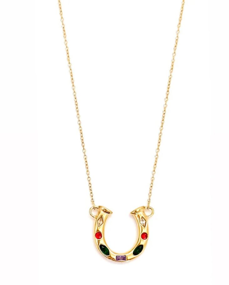 BELJOY Lainey Crystal Horseshoe Necklace Gold - Fleur-De-Lis Boutique