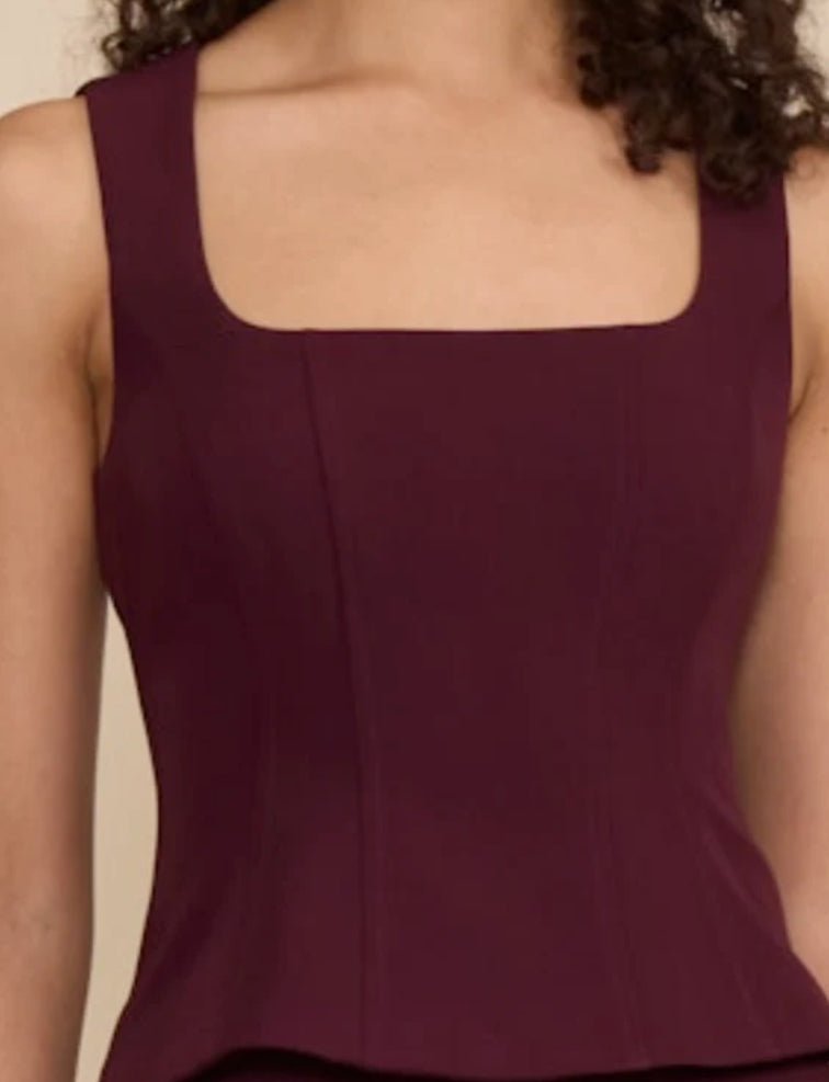 Lucy Paris Leanne Peplum Top Wine - Fleur-De-Lis Boutique