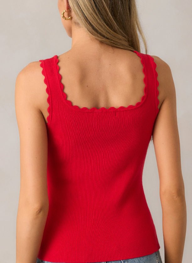 Scalloped Edge Rib Tank Top - Fleur - De - Lis Boutique