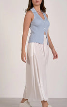 Elan Collared Knit Vest Blue - Fleur - De - Lis Boutique