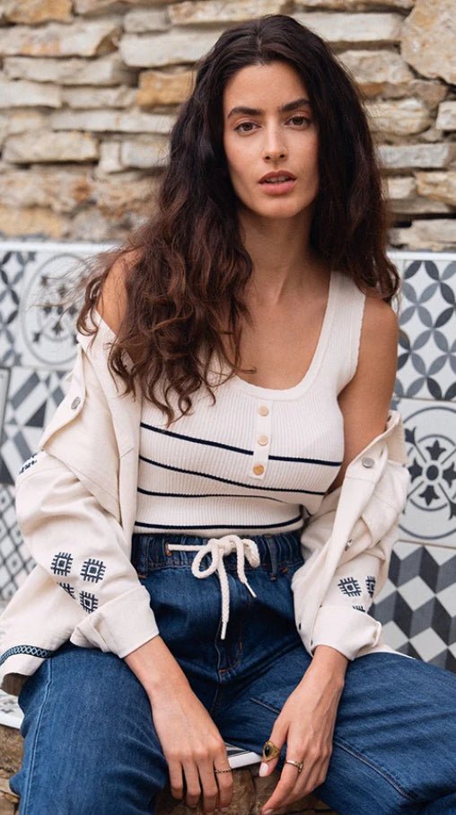 Molly Bracken Knitted Striped Tank Top - Fleur - De - Lis Boutique