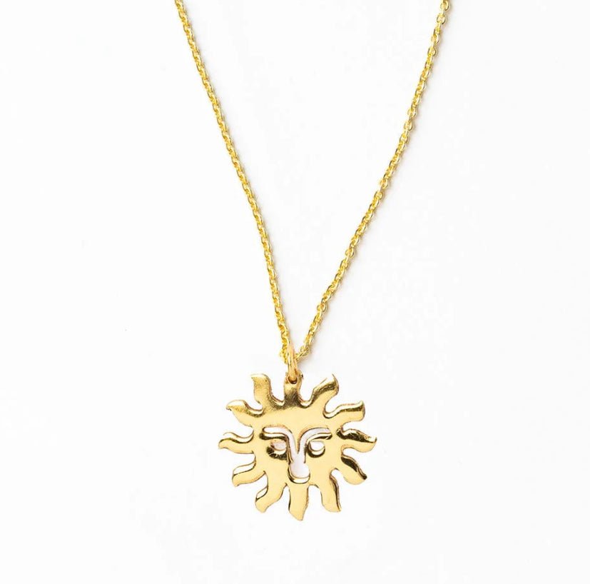 Ink + Alloy Lane Sun Brass Pendant Necklace - Fleur - De - Lis Boutique
