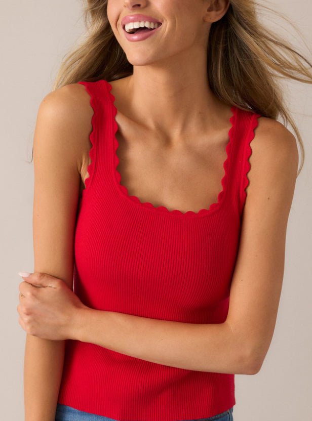 Scalloped Edge Rib Tank Top - Fleur - De - Lis Boutique