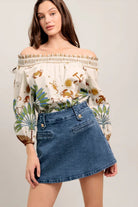 Hearts Eye Denim Skort Medium Indigo - Fleur - De - Lis Boutique