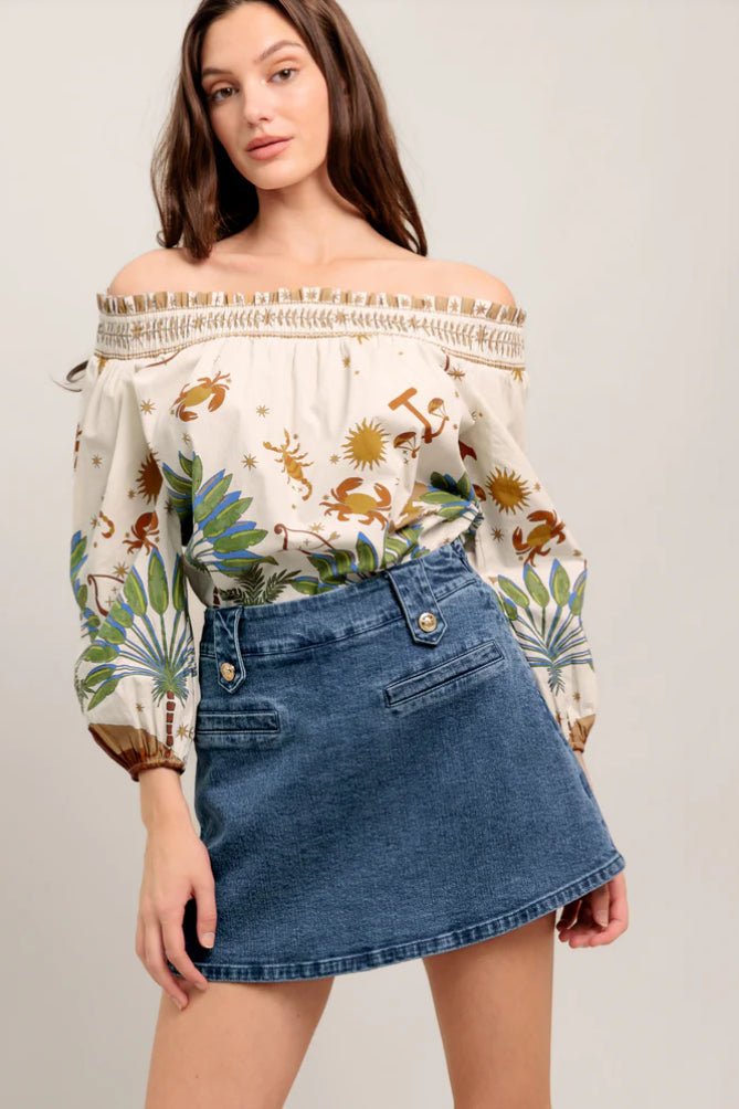 Hearts Eye Denim Skort Medium Indigo - Fleur - De - Lis Boutique