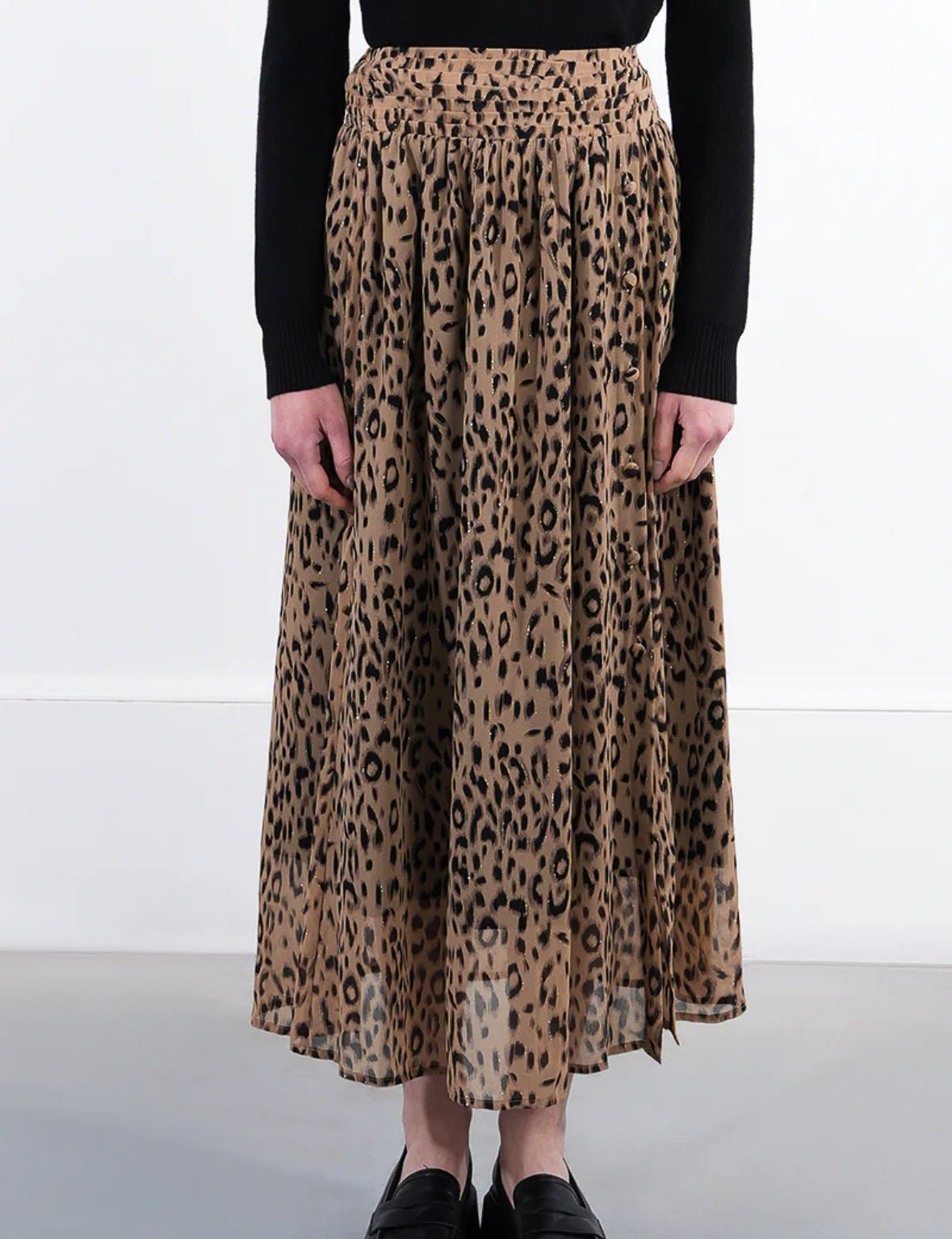 Leopard Midi Skirt with Gold Accents - Fleur - De - Lis Boutique