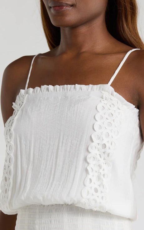 Elan Smocked Mini Dress White - Fleur - De - Lis Boutique