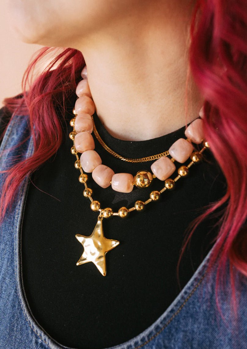 BELJOY Noemi Chunky Beaded Necklace Light Pink - Fleur-De-Lis Boutique